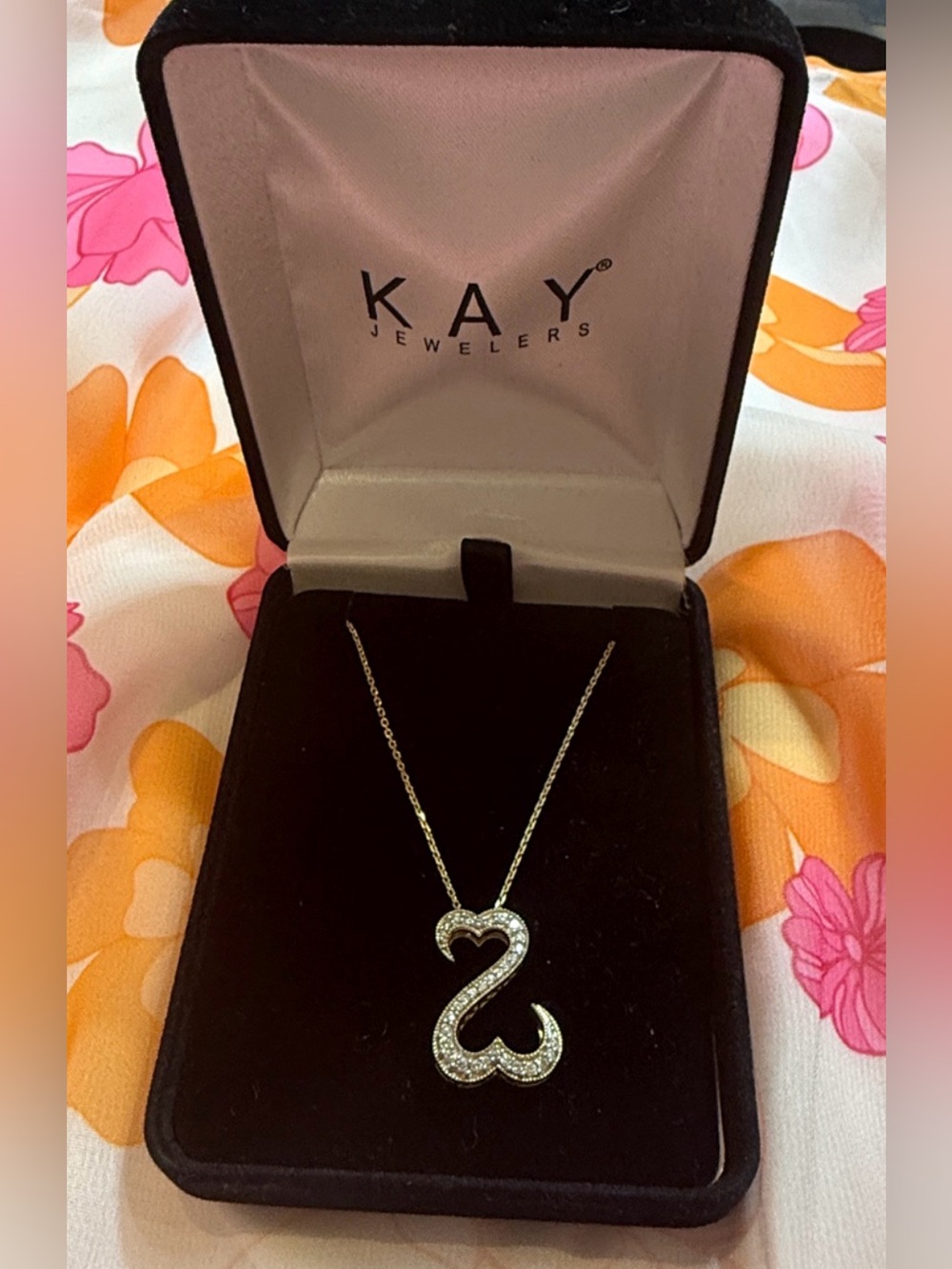 Kay Jewelers Gold-Tone Crystal Initial 'S' Heart Necklace